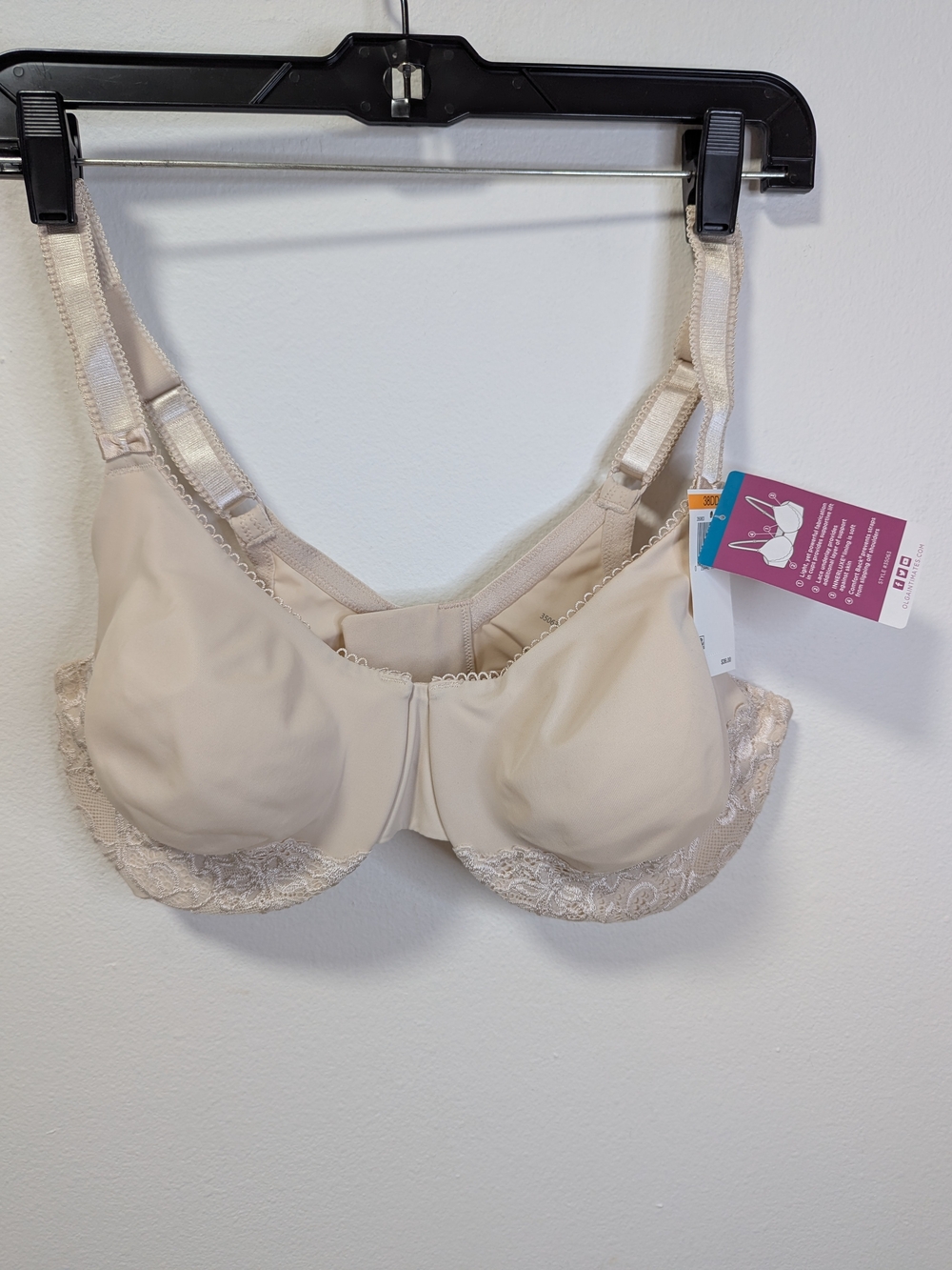 Olga Cream Lace-Trim Underwire Bra
